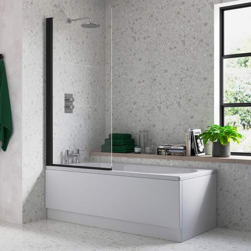Bluci Single Straight Edge Black Bath Screen