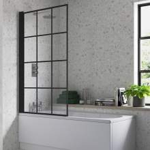 Bluci Single Straight Edge Black Framed Bath Screen
