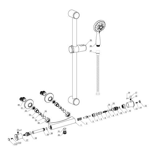 Bluci Bronte Low Pressure Thermostatic Bar Mixer Shower