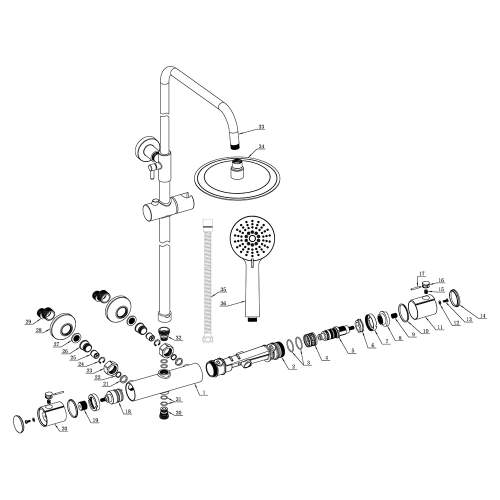 Bluci Brindisi Cool Touch Thermostatic Bar Mixer Shower with Overhead Kit