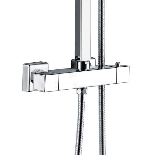 Bluci Enna Thermostatic Bar Mixer Shower with Riser and Overhead Kit