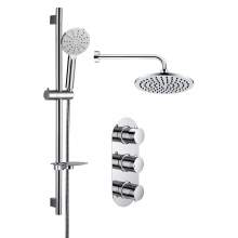 Bluci Gubbio Thermostatic Two Outlet Mixer with Riser and Overhead Kit