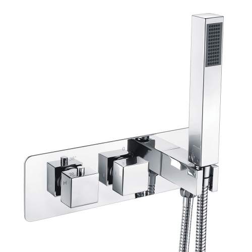 Bluci Licata Thermostatic Two Outlet Shower Mixer with Riser Overhead Kit