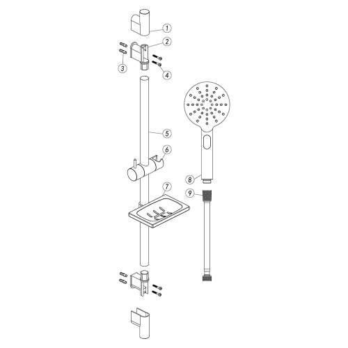 Bluci Round Slider Rail Kit and Push Button Handset