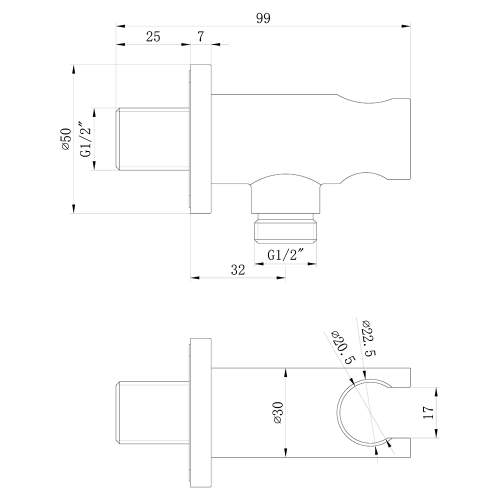 Bluci Stainless Steel Round Handset Wall Bracket with Wall Outlet