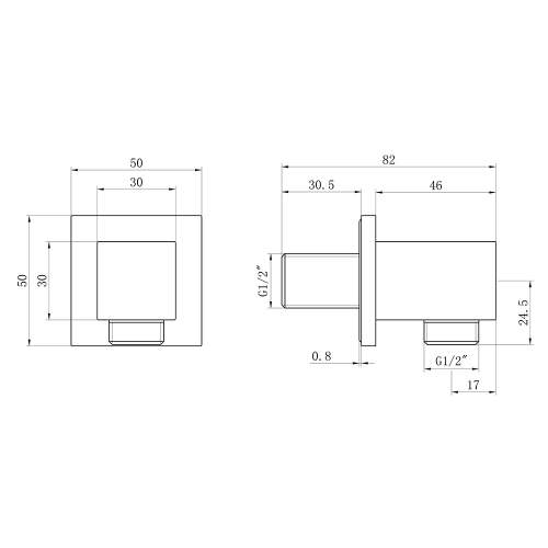 Bluci Square Wall Outlet Elbow