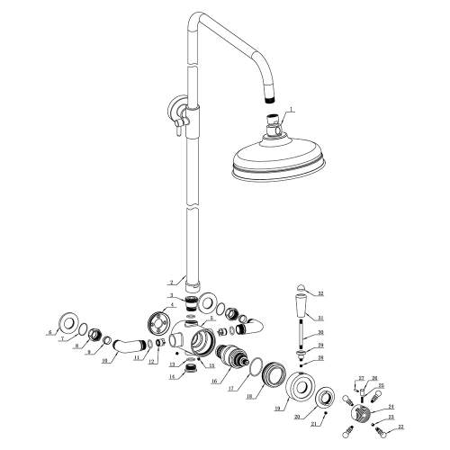 Bluci Bolsena Concentric Themostatic Shower Valve and Overhead Shower Kit