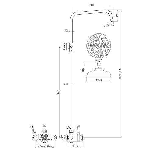 Bluci Bolsena Concentric Themostatic Shower Valve and Overhead Shower Kit