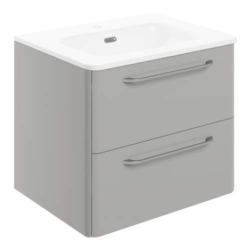 Bluci Gorizia Grey Gloss 610mm 2 Drawer Wall Unit & Basin