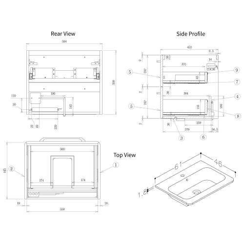 Bluci Gorizia Grey Gloss 610mm 2 Drawer Wall Unit & Basin