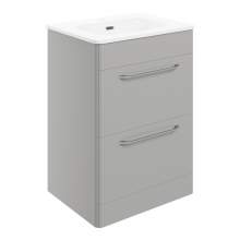 Bluci Gorizia Grey Gloss 610mm 2 Drawer Floor Unit & Basin