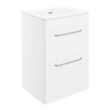 Bluci Gorizia White Gloss 610mm 2 Drawer Floor Unit & Basin
