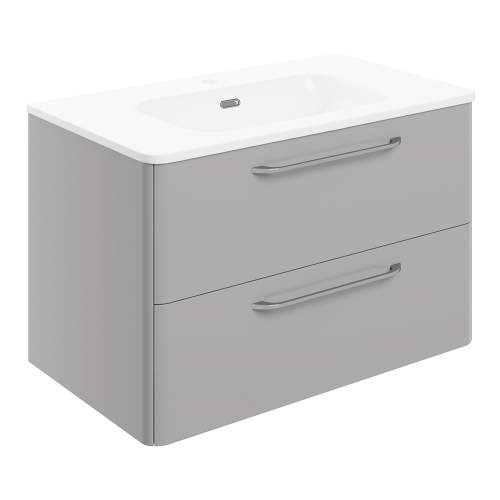 Bluci Gorizia Grey Gloss 810mm 2 Drawer Wall Unit & Basin