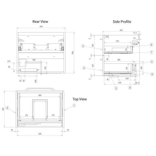 Bluci Gorizia Grey Gloss 594mm 2 Drawer Wall Hung Basin Unit