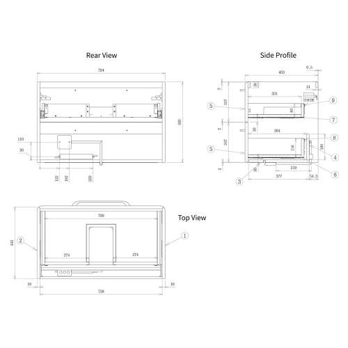 Bluci Gorizia Grey Gloss 794mm 2 Drawer Wall Hung Basin Unit