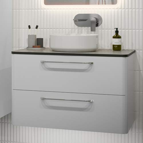 Bluci Gorizia White Gloss 794mm 2 Drawer Wall Hung Basin Unit