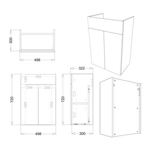 Bluci Valentia 500mm 2 Door Bathroom Basin Unit