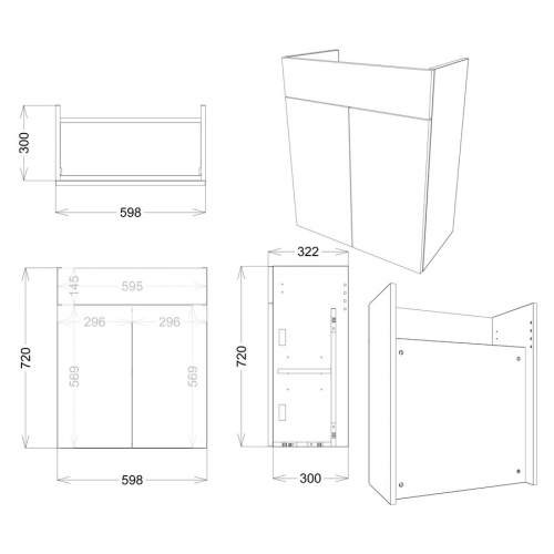 Bluci Valentia 600mm 2 Door Bathroom Basin Unit