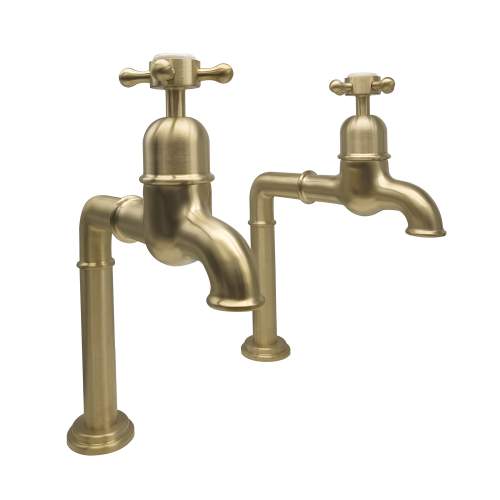 Bidbury and Co Caswell Old English Brass Bibcock Taps with Crosshead Handles