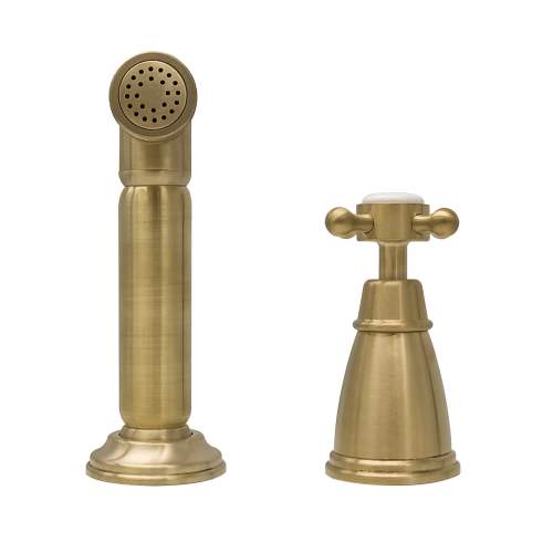 Bidbury and Co Chalford Old English Brass Independent Pull-Out Spray with Crosshead Handle