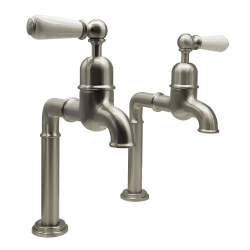 Bidbury and Co Hanford Pewter Bibcock Taps with Porcelain Lever Handles