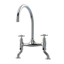 Bidbury and Co Sherborne Chrome Twin Lever Bridge Tap with Crosshead Handles