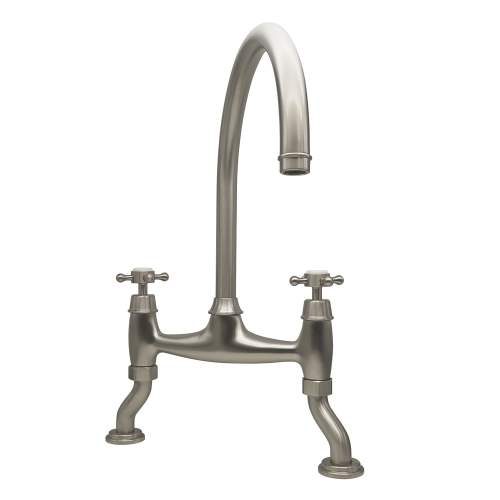 Bidbury and Co Sherborne Pewter Twin Lever Bridge Tap with Crosshead Handles