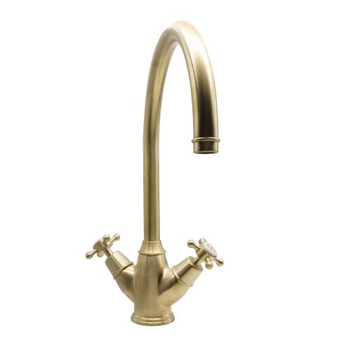 Bidbury and Co Yorkley Old English Brass Twin Lever Monobloc Tap with Crosshead Handles