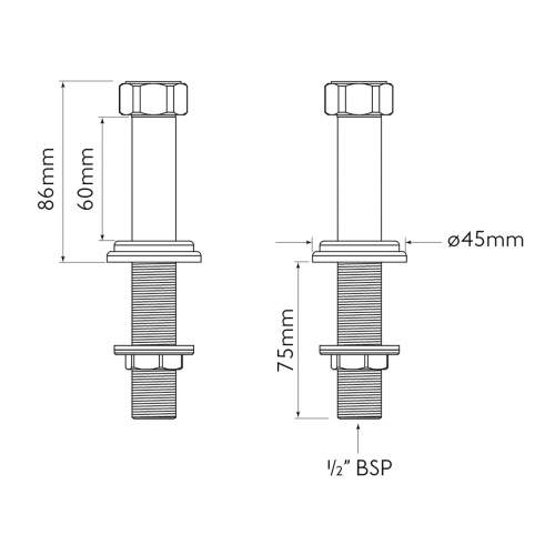 Bidbury and Co Straight Leg Kit for Bridge Taps in Chrome