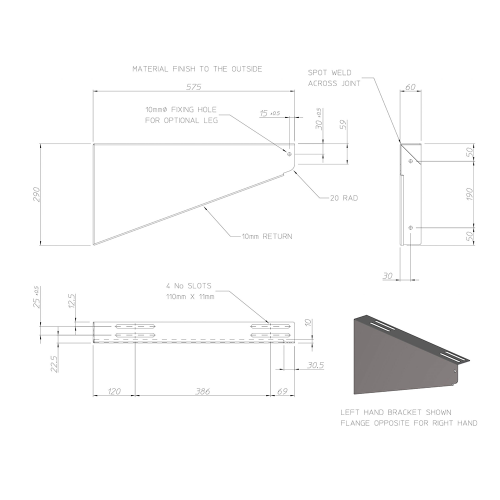 Pland Cantilever Stainless Steel Bracket