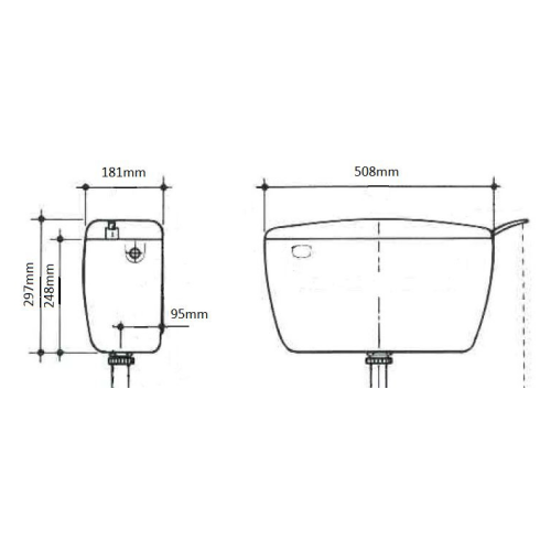 Pland Bergamo Concealed High Level Plastic Cistern with Lever