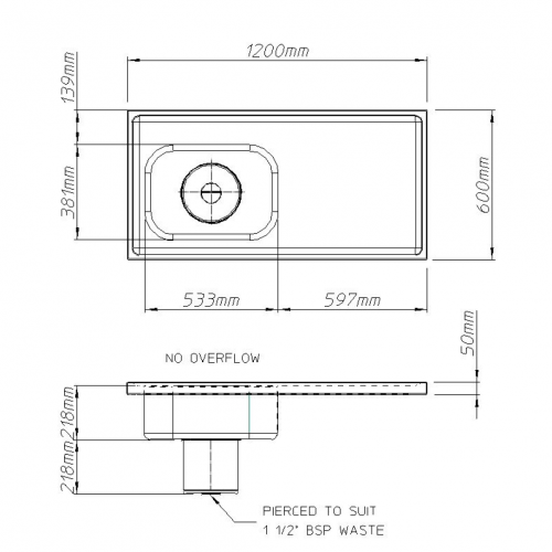 Pland Penang HTM64 1200mm Plaster Sink