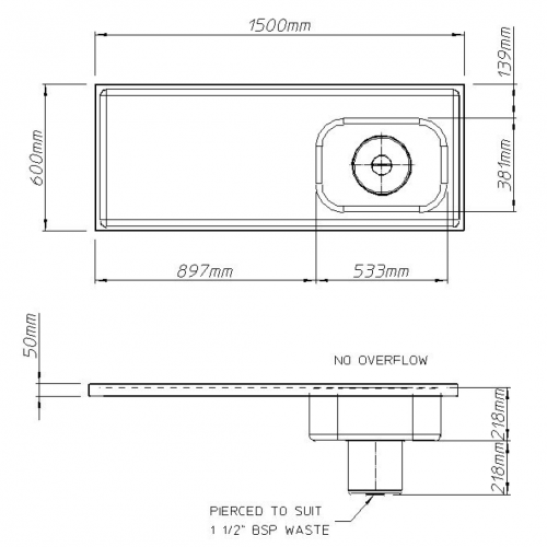 Pland Penang HTM64 1500mm Plaster Sink