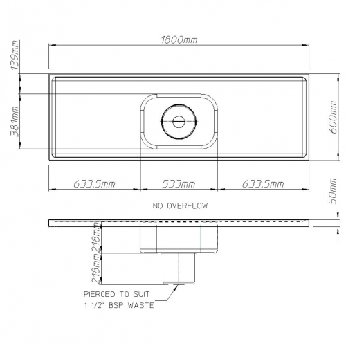 Pland Penang HTM64 1800mm Plaster Sink with Double Drainer