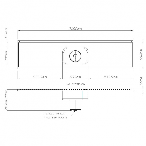 Pland Penang HTM64 2400mm Plaster Sink with Double Drainer