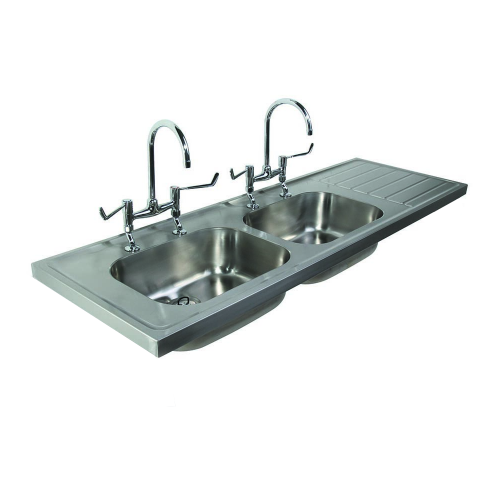 Pland Jersey HTM64 1800mm Double Bowl and Drainer Sit On Sink Top