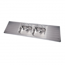 Pland Jersey HTM64 2400mm Double Bowl Double Drainer Sit On Sink Top