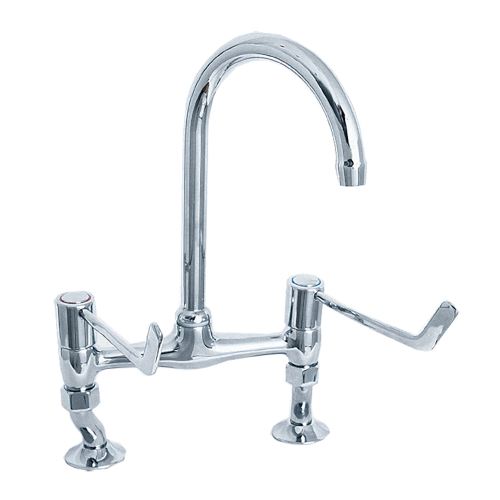 Pland Eden Cranked Leg Deck Mounted Bridge Mixer Tap