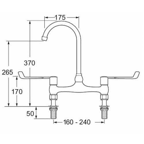 Pland Eden Cranked Leg Deck Mounted Bridge Mixer Tap