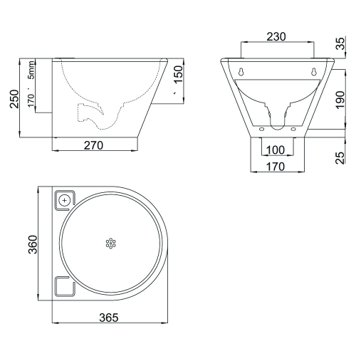 Pland Madison Wall Mounted Washbasin