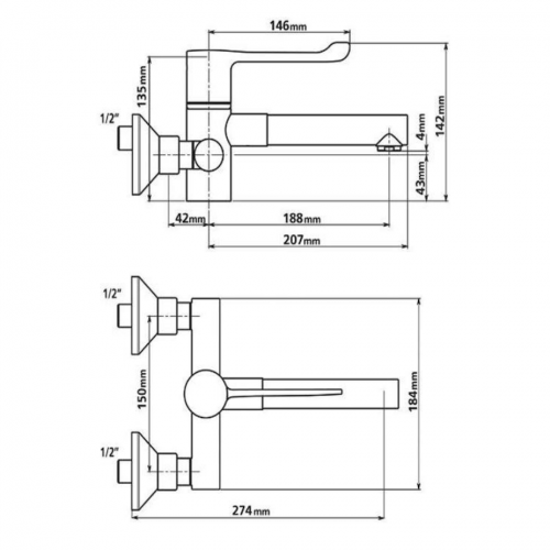 Pland Dart WRAS Approved Thermostatic Wall Mounted Tap