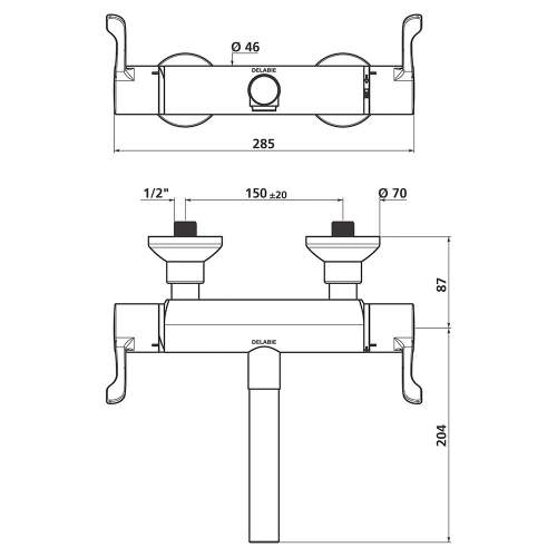 Pland Dore WRAS Approved Bioclip Thermostatic Wall Mounted Tap