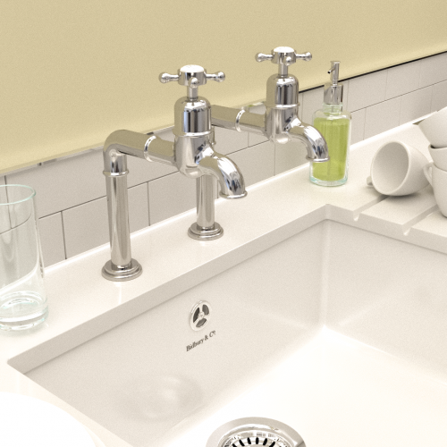 Bidbury and Co Caswell Chrome Bibcock Taps with Crosshead Handles