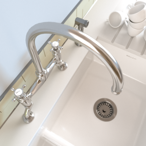 Bidbury and Co Sherborne Chrome Twin Lever Bridge Tap with Crosshead Handles