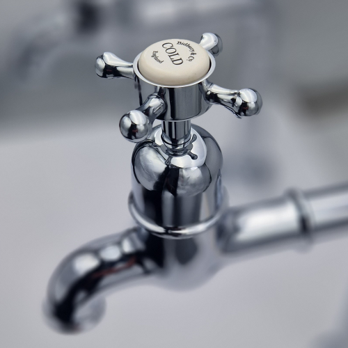 Bidbury and Co Caswell Chrome Bibcock Taps with Crosshead Handles
