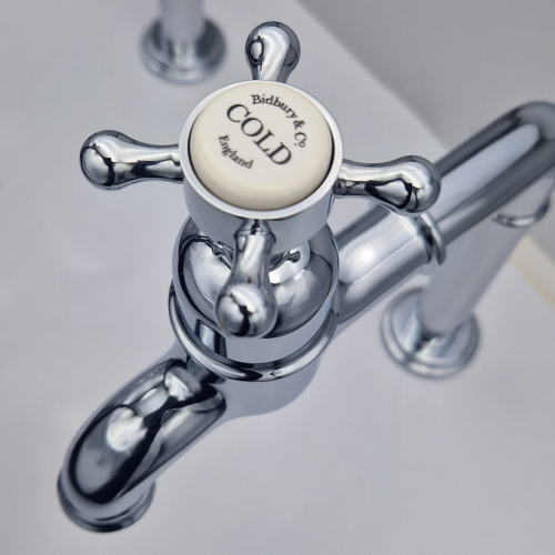 Bidbury and Co Caswell Chrome Bibcock Taps with Crosshead Handles