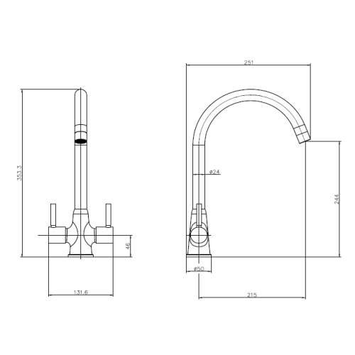 Reginox THAMES II Twin Lever Kitchen Tap