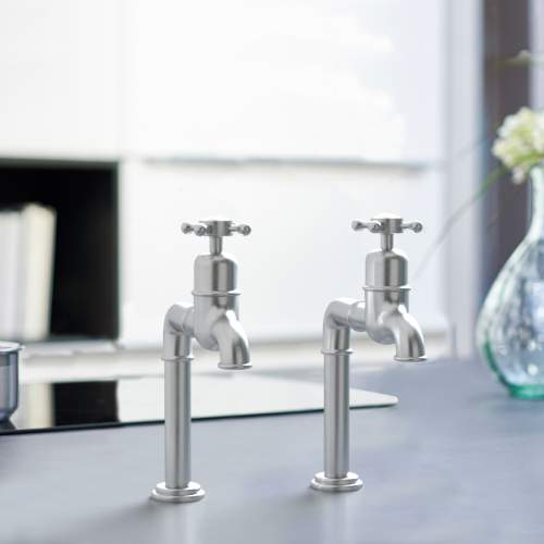 Bidbury and Co Caswell Pewter Bibcock Taps with Crosshead Handles