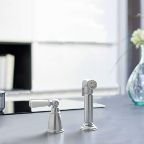 Bidbury and Co Taynton Pewter Independent Pull-Out Spray with Porcelain Lever Handle