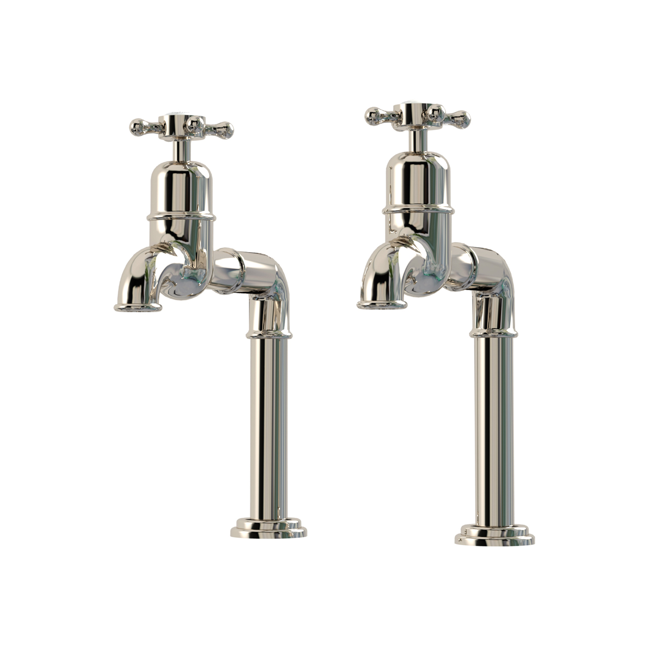 Bidbury and Co Caswell Polished Nickel Bibcock Taps with Crosshead ...